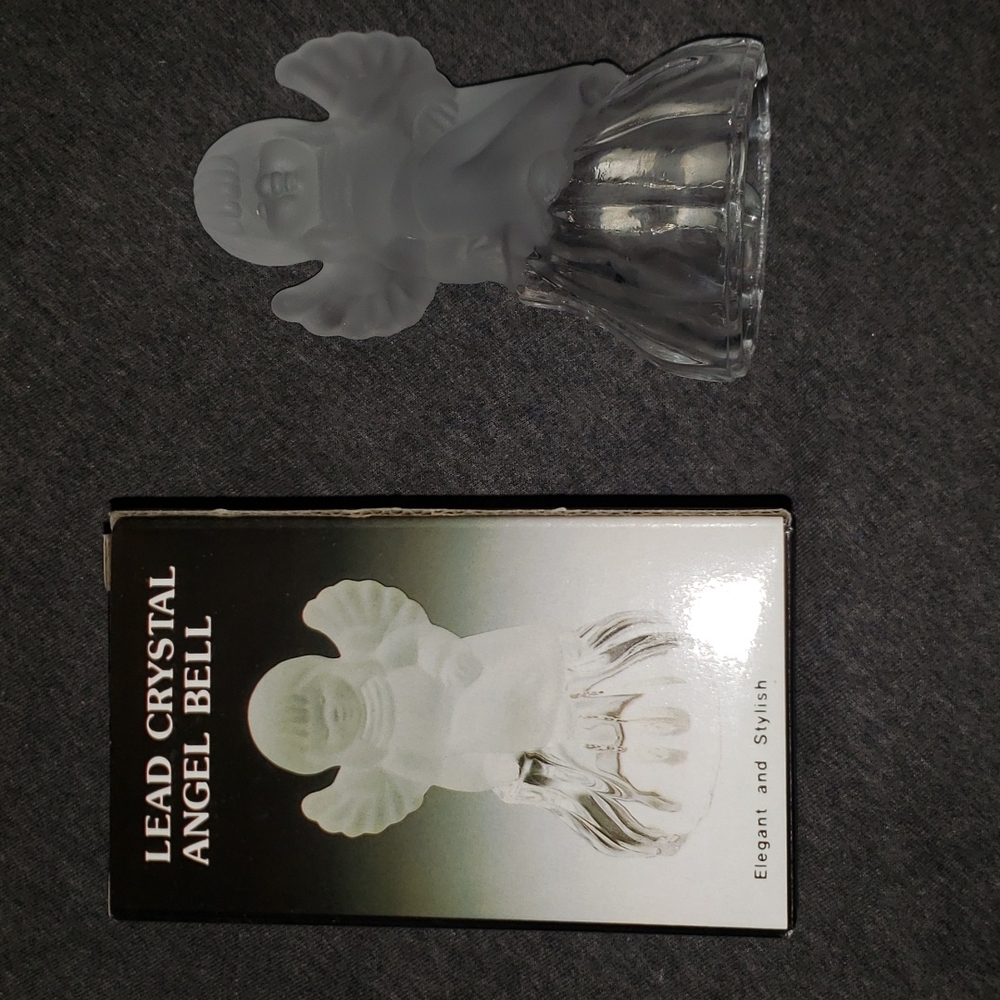 Lead Crystal Frosted  Angel Bell